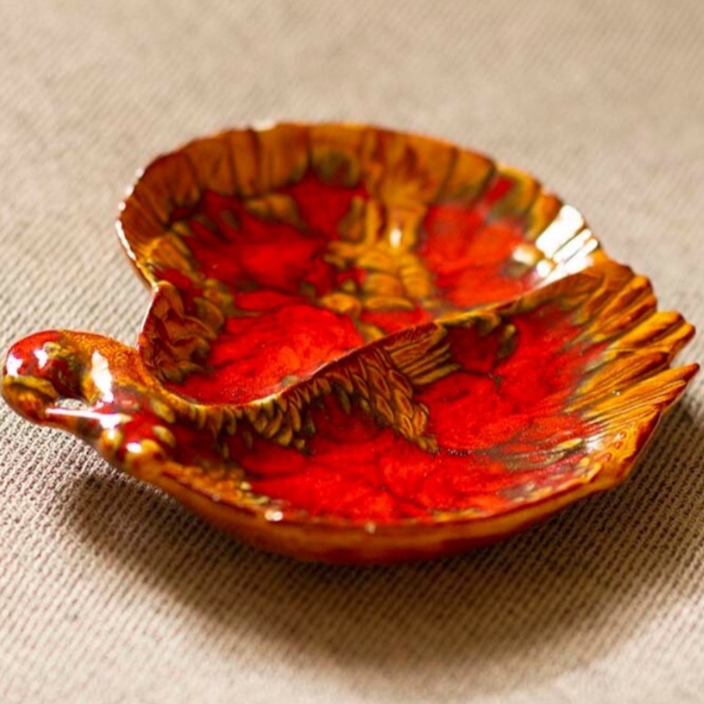 1960s Orange Drip Glaze Ashtray